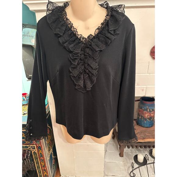 VINTAGE KOHLER COLLECTION BLACK RUFFLED TOP RHINESTONE BUTTONS - Picture 1 of 10